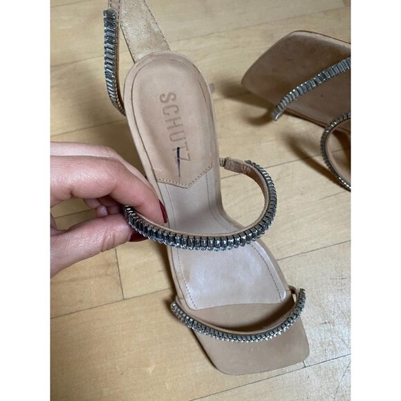 Schutz "Nellina" jewelled sandals sz 10B nubuck leather - Picture 4 of 5